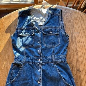 Denim Button-Up Sleeveless Dress